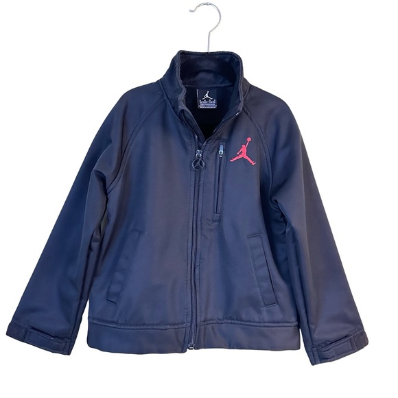 Nike Air Jordan Boys Black Soft Shell Full Zip Mid Weight Jacket Size 6 Medium - Picture 2 of 14